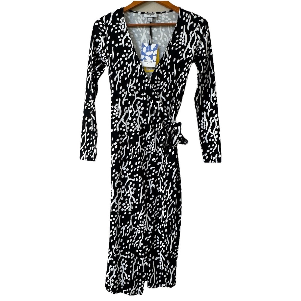 Diane Von Furstenberg True‎ Wrap Midi Dress Size XXS Black/White NWT Target